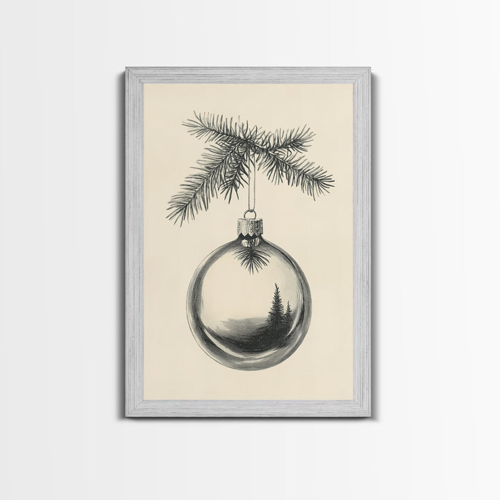 Christmas Tree Ornament Canvas Print, Retro Home Decor, Boho Christmas