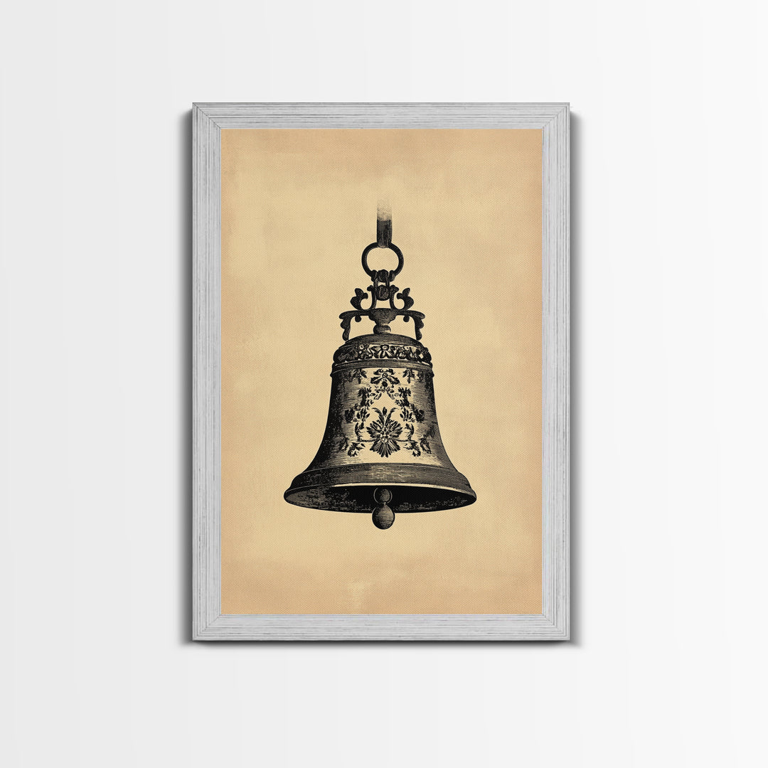 Christmas Bell Painting Print - Wood Framed Wall Art - Christmas Decor - Boho Christmas - Minimalist Christmas