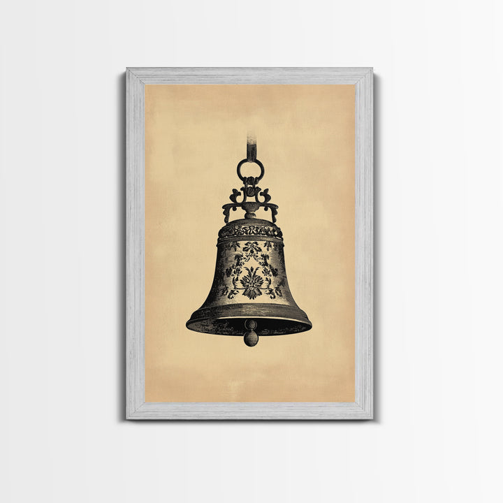 Christmas Bell Painting Print - Wood Framed Wall Art - Christmas Decor - Boho Christmas - Minimalist Christmas