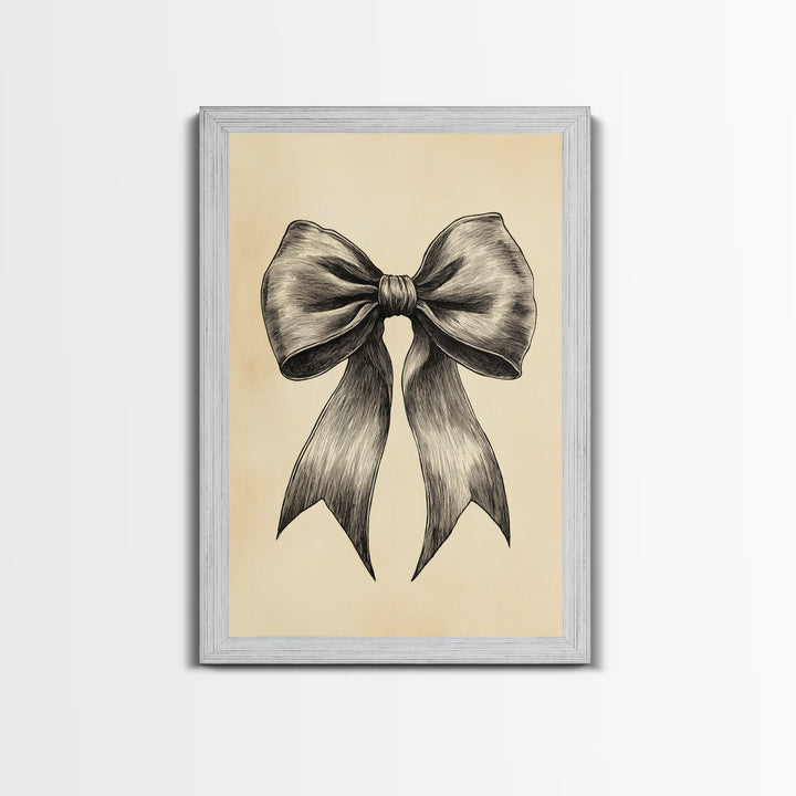 Boho Christmas Bow Canvas Print - Framed Canvas - Minimalist Christmas Art - Boho Christmas Art - Rustic Christmas Art