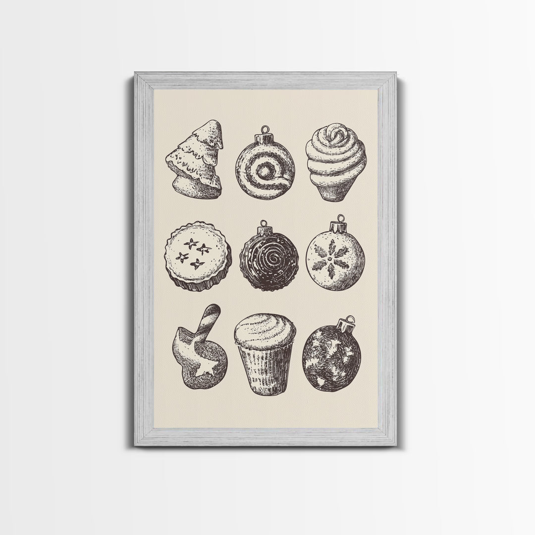 Rustic Boho Christmas Cookies Canvas Print - Framed Canvas - Minimalist Christmas Art - Boho Christmas Art - Rustic Christmas Art