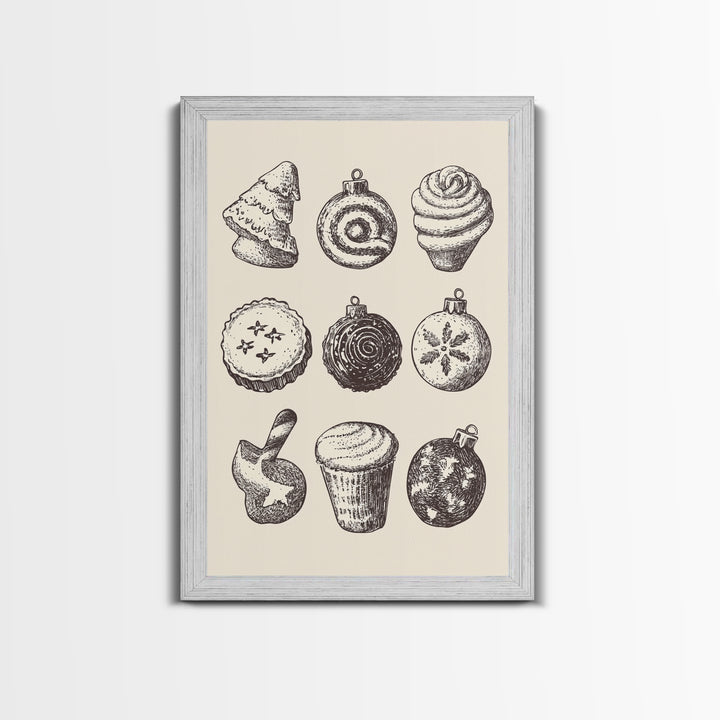 Rustic Boho Christmas Cookies Canvas Print - Framed Canvas - Minimalist Christmas Art - Boho Christmas Art - Rustic Christmas Art