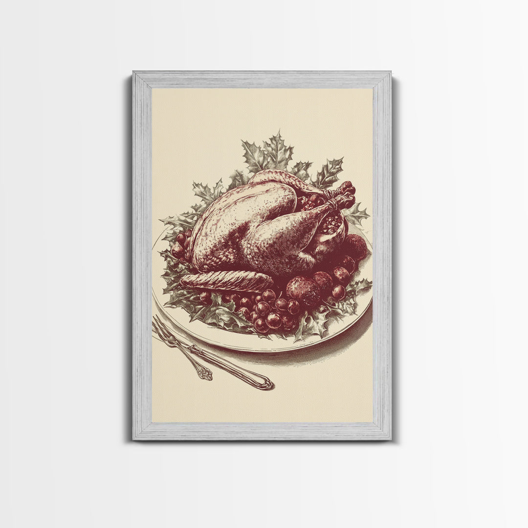 Christmas Turkey Canvas Print - Framed Canvas - Minimalist Christmas Art - Boho Christmas Art - Rustic Christmas Art
