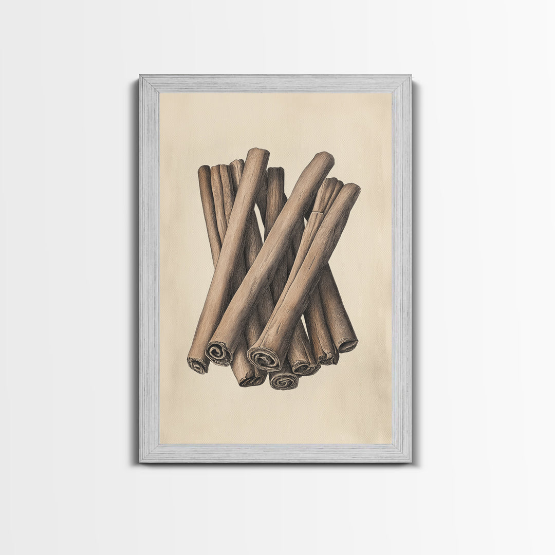 Christmas Cinnamon Sticks Canvas Print - Framed Canvas - Minimalist Christmas Art - Boho Christmas Art - Rustic Christmas Art