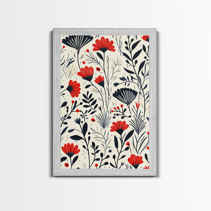 Botanical / Floral Print Wall Art Framed Canvas Print Midcentury Modern Wall Art Home Decor Boho Minimalist Ready To Hang Large Art
