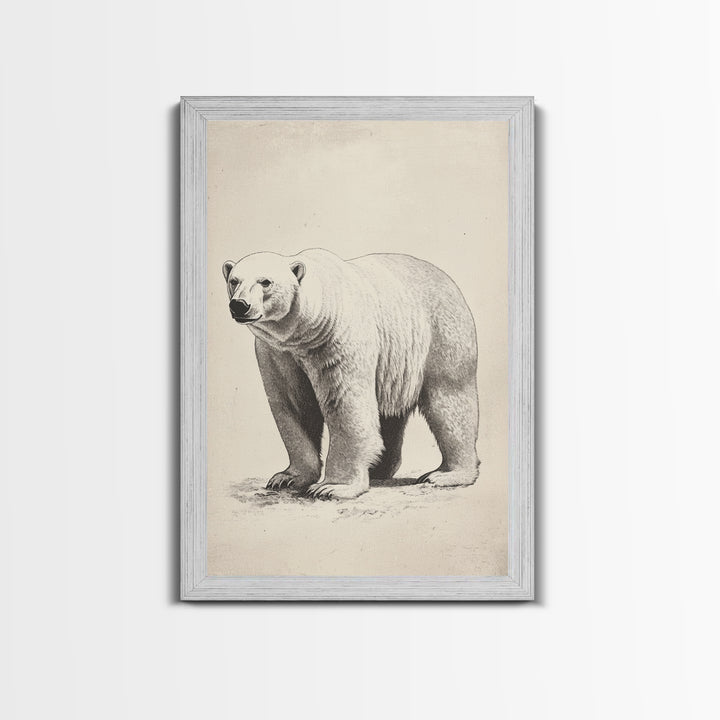 Polar Bear Canvas Print - Framed Canvas - Minimalist Christmas Art - Boho Christmas Art - Rustic Christmas Art