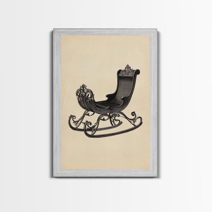 Christmas Sleigh Canvas Print - Framed Canvas - Minimalist Christmas Art - Boho Christmas Art - Rustic Christmas Art