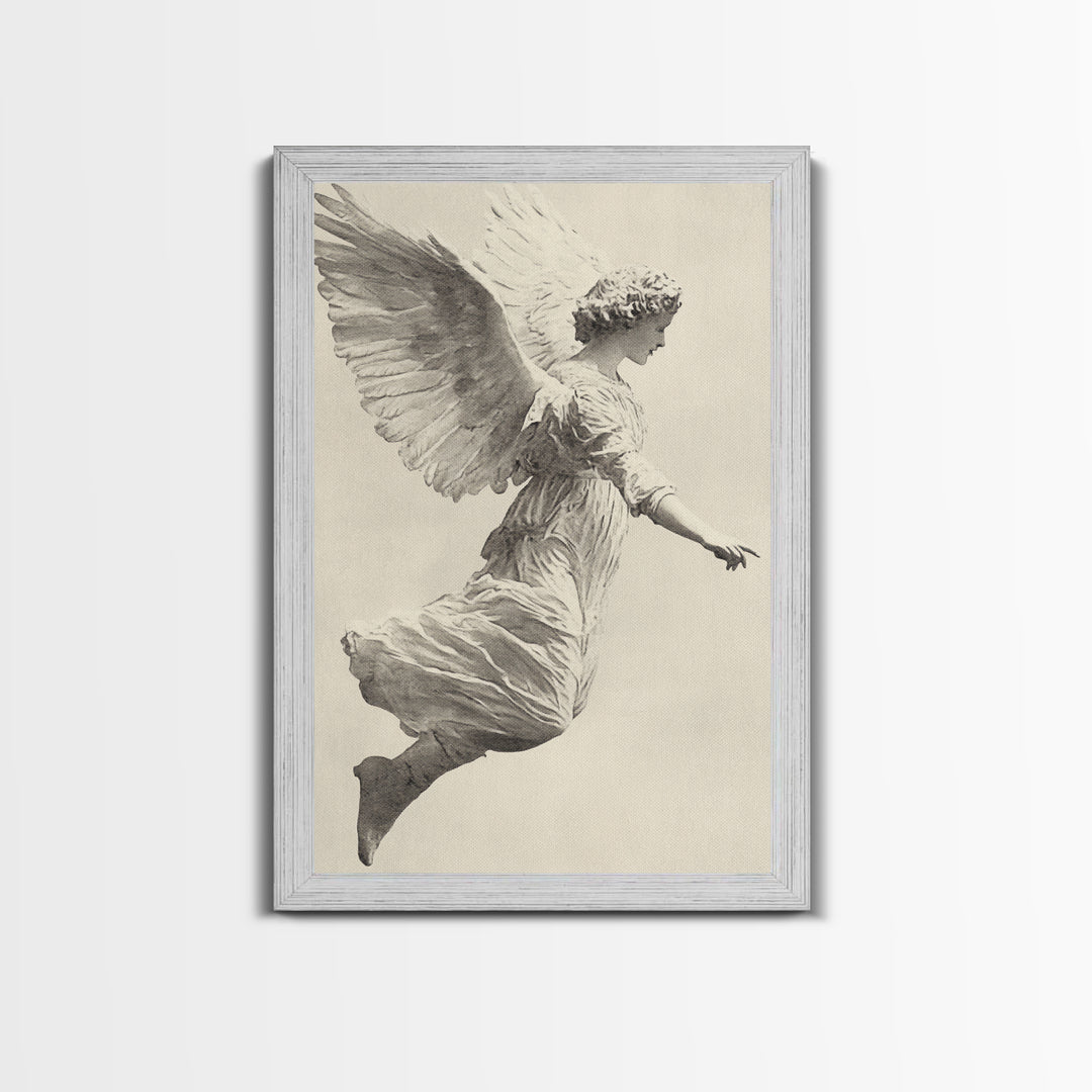 Christmas Angel Canvas Print - Framed Canvas - Minimalist Christmas Art - Boho Christmas Art - Rustic Christmas Art
