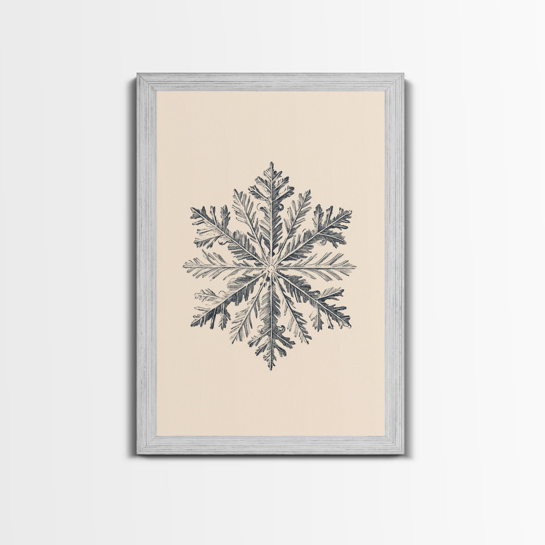 Snowflake Canvas Print - Framed Canvas - Minimalist Christmas Art - Boho Christmas Art - Rustic Christmas Art - Winter Decor - Winter Art
