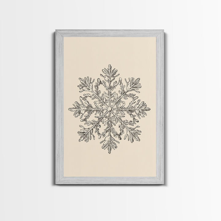Sketch of a Snowflake Canvas Print - Framed Canvas - Minimalist Christmas Art - Boho Christmas Art - Rustic Christmas Art