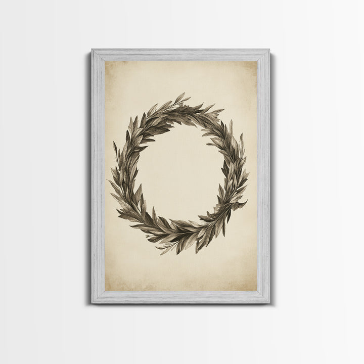 Vintage Wreath Canvas Print - Framed Canvas - Minimalist Christmas Art - Boho Christmas Art - Rustic Christmas Art
