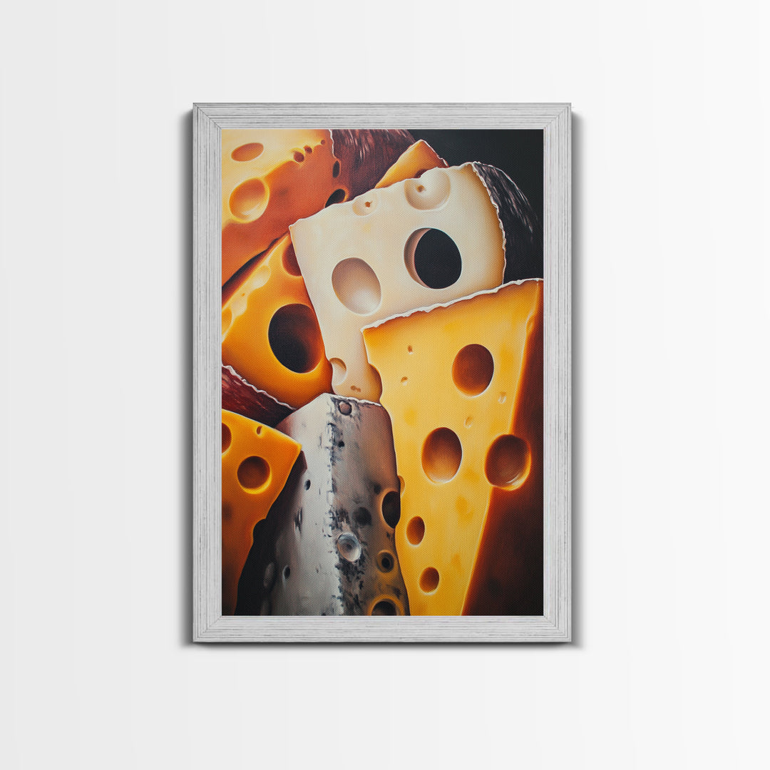 Kitchen Wall Art Painting of Cheese Canvas Print, Kitchen Decor, Modern Kitchen, Food Review Prop Decor