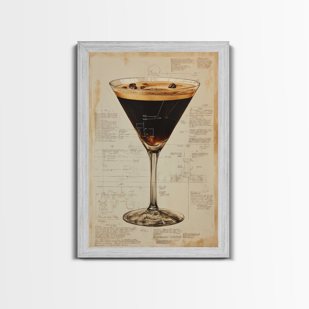 Espresso Martini Wall Art Canvas Print, Cocktail Painting, Cocktail Decor, Bar Decor, Bar Cart Art, Home Bar Wall Art, Kitchen Wall Art