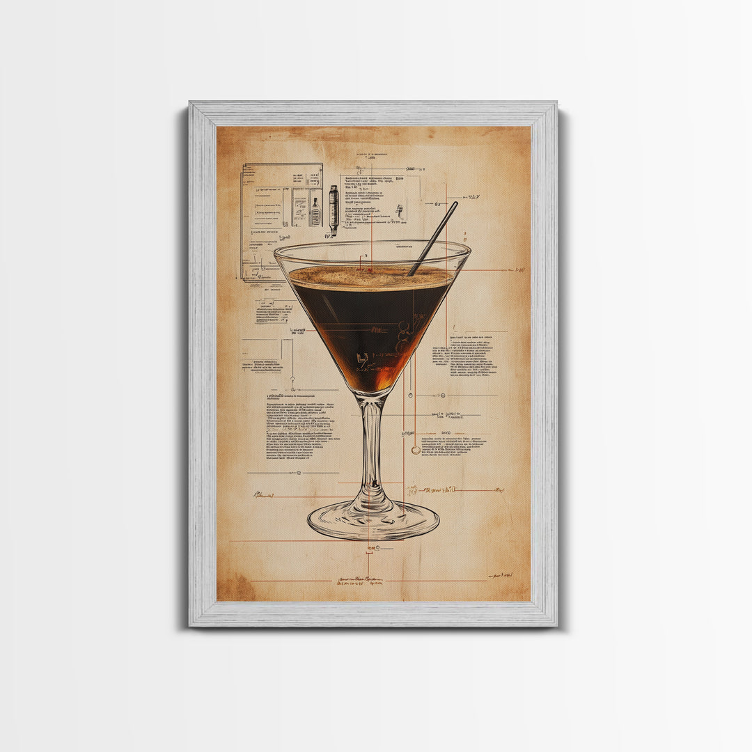 Cocktail Painting Print, Espresso Martini Wall Art, Canvas Print, Bar Decor, Bar Wall Art, Gift Idea For Martini Lover, Espresso Martini Painting
