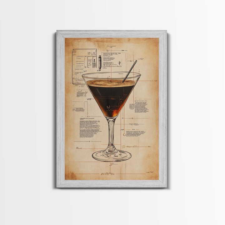 Cocktail Painting Print, Espresso Martini Wall Art, Canvas Print, Bar Decor, Bar Wall Art, Gift Idea For Martini Lover, Espresso Martini Painting
