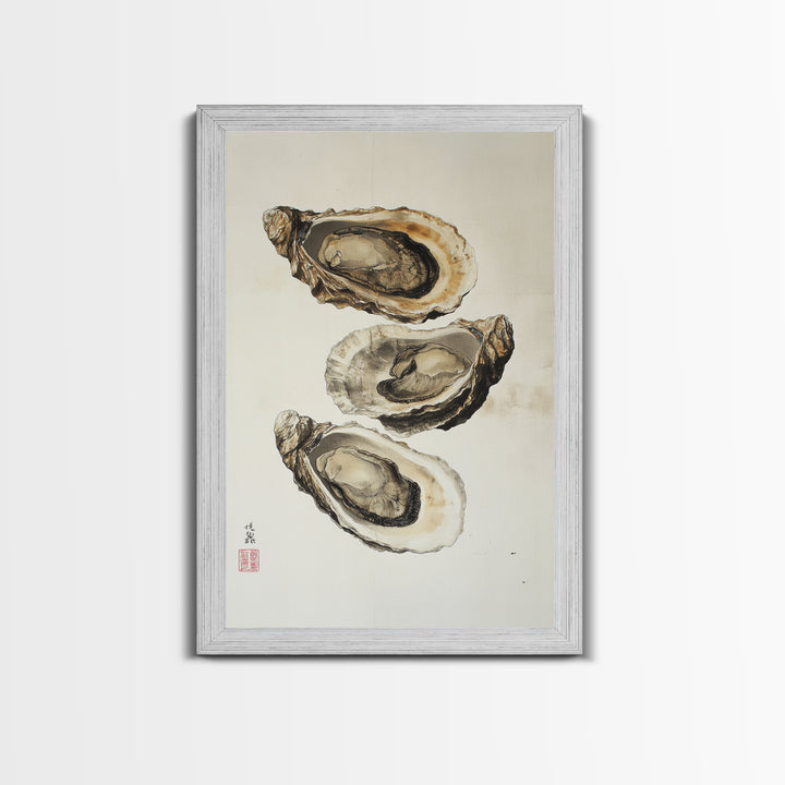 Wabi Sabi Oyster Pearl Watercolor Painting Print, Coastal Art, Gift For Her Or Him, Japanese style Artwork, Oyster Shell Painting, Oyster Art