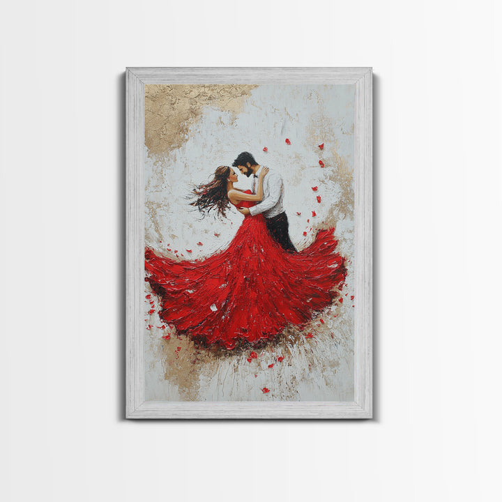 Couple Dancing Framed Canvas Print, Couple Wall Art, Wedding Gift, Dancing Wall Art, Dance Studio Decor, Engagement Gift Idea, Dancing Art