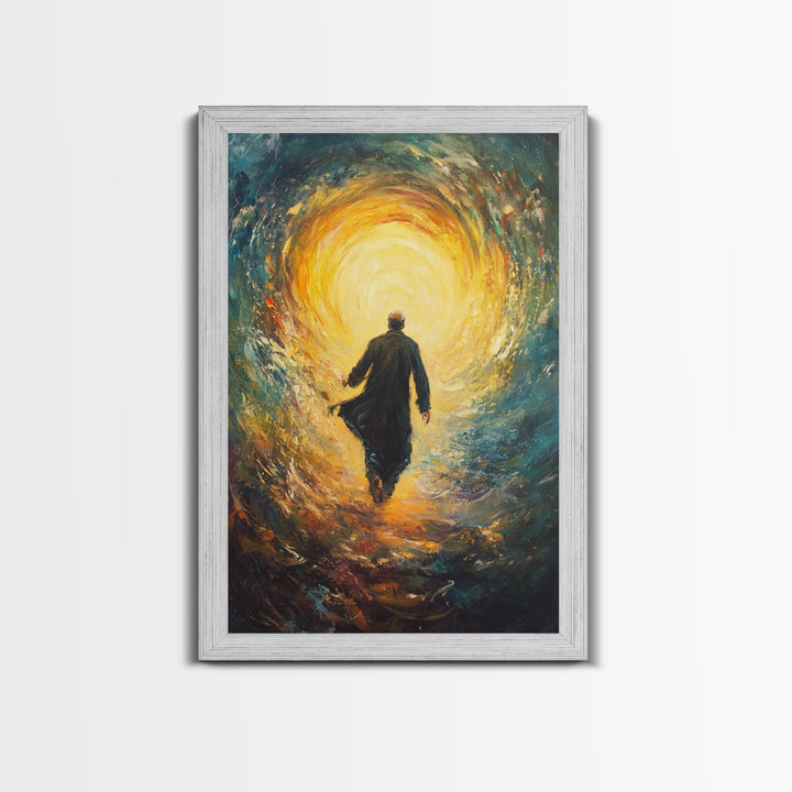 Bahai Wall Art Framed Canvas Print, Retro Abstract Wall Art