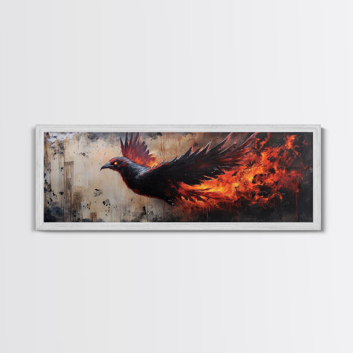 Panoramic Phoenix Painting Print, Phoenix Wall Art, Framed Canvas Art, Phoenix Painting, Phoenix Decor, Rebirth, Trendy Wall Art