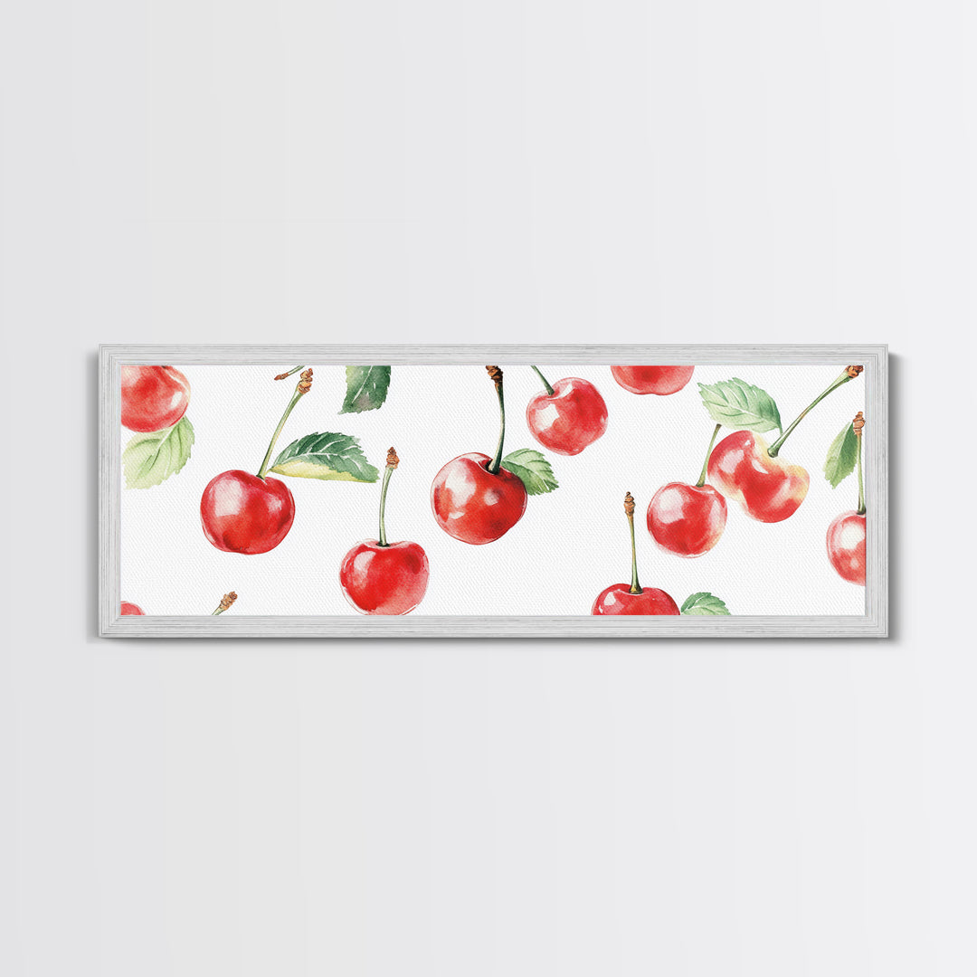 Chery Wall Art Canvas Print - Horizontal Extra Wide Wall Art - Panoramic Kitchen Decor - Kitchen Painting - Cherry Painting - Cherry Decor