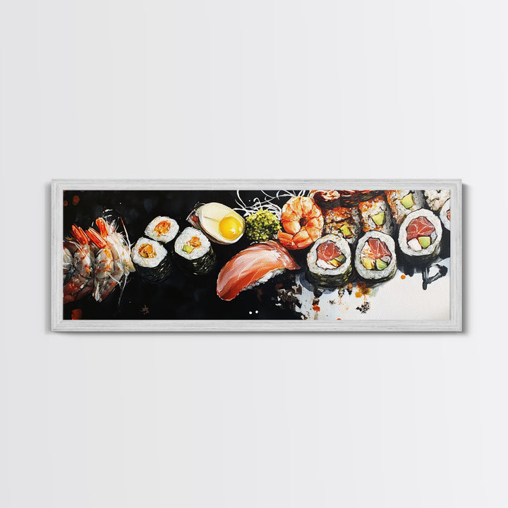 Abstract Food Painting Print, Painting of Sushi, Kitchen Decor, Kitchen Wall Art, Kitsch Dining Room Art, Eclectic Home Decor