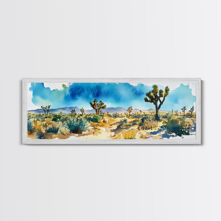 Canvas Print Panoramic Landscape Painting of Joshua Tree California Canvas Print, Joshua Tree Art, California Wall Art, Minimalist Desert Art
