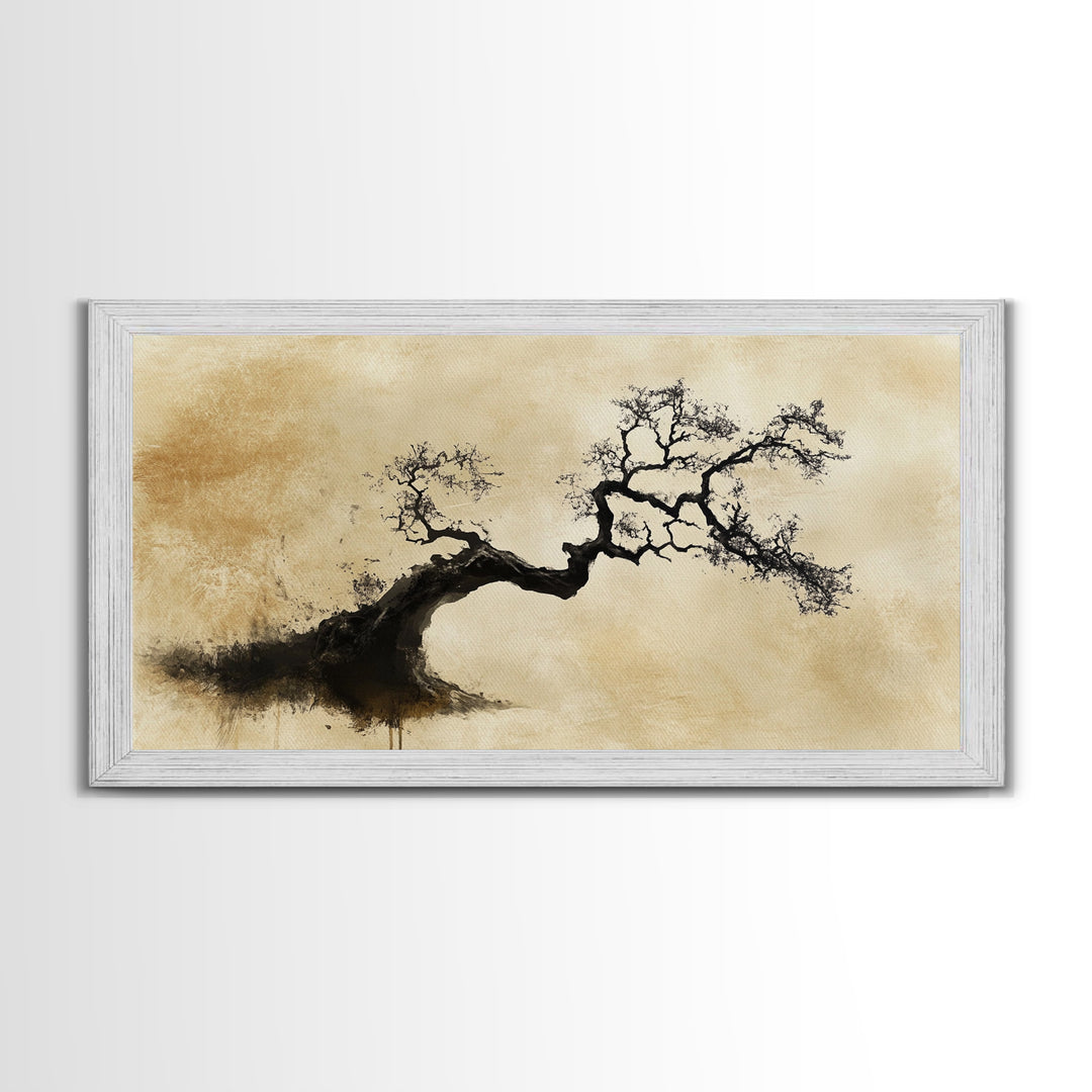 Bonzai Abstract Wall Art Framed Canvas Print, Wabi Sabi Art, Wabi Sabi Decor, Boho Home Decor, Botanical Prints