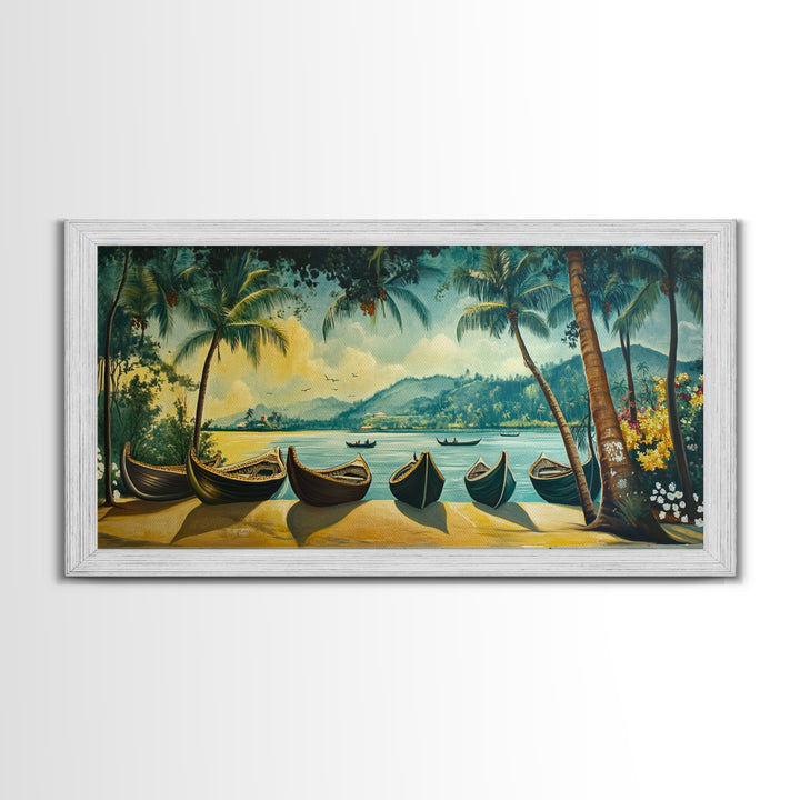Mural of Kerala Framed Canvas Print, Jaipur Art, Indian Wall Art, Garden Wall Art, Botanical Wall Art, Colorful Wall Art, Kerala Painting
