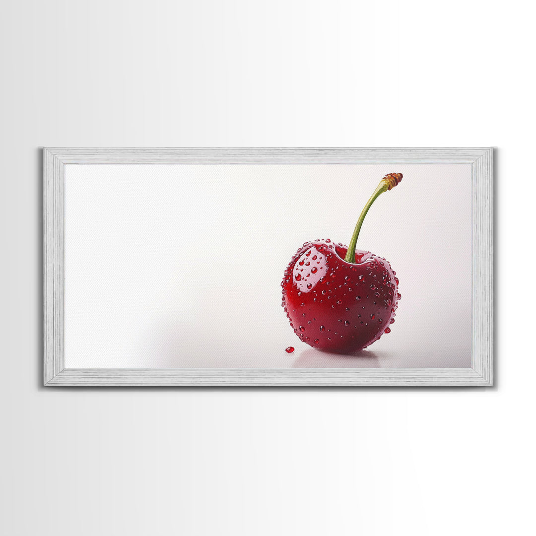 Cherry Wall Art Canvas Print, Cherry Photography Style Art, Cherry Photo Art, Kitchen Art, Kitchen Painting, Modern Art For Kitchen