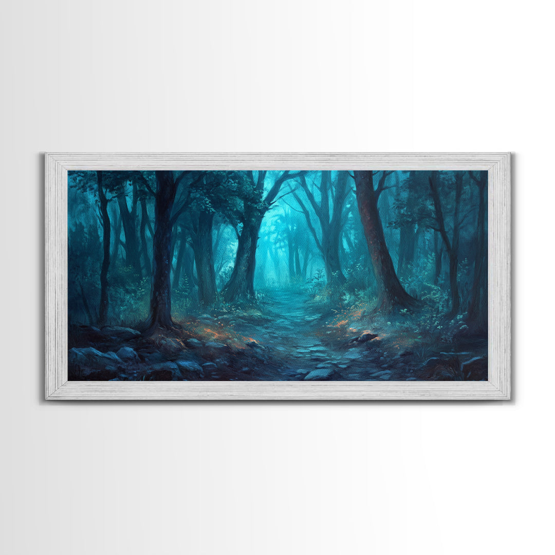 Dark Fantasy Forest Landscape Painting Canvas Print | Extra Large Living Room Wall Art | Horizontal Wall Art | Living Room Wall Art