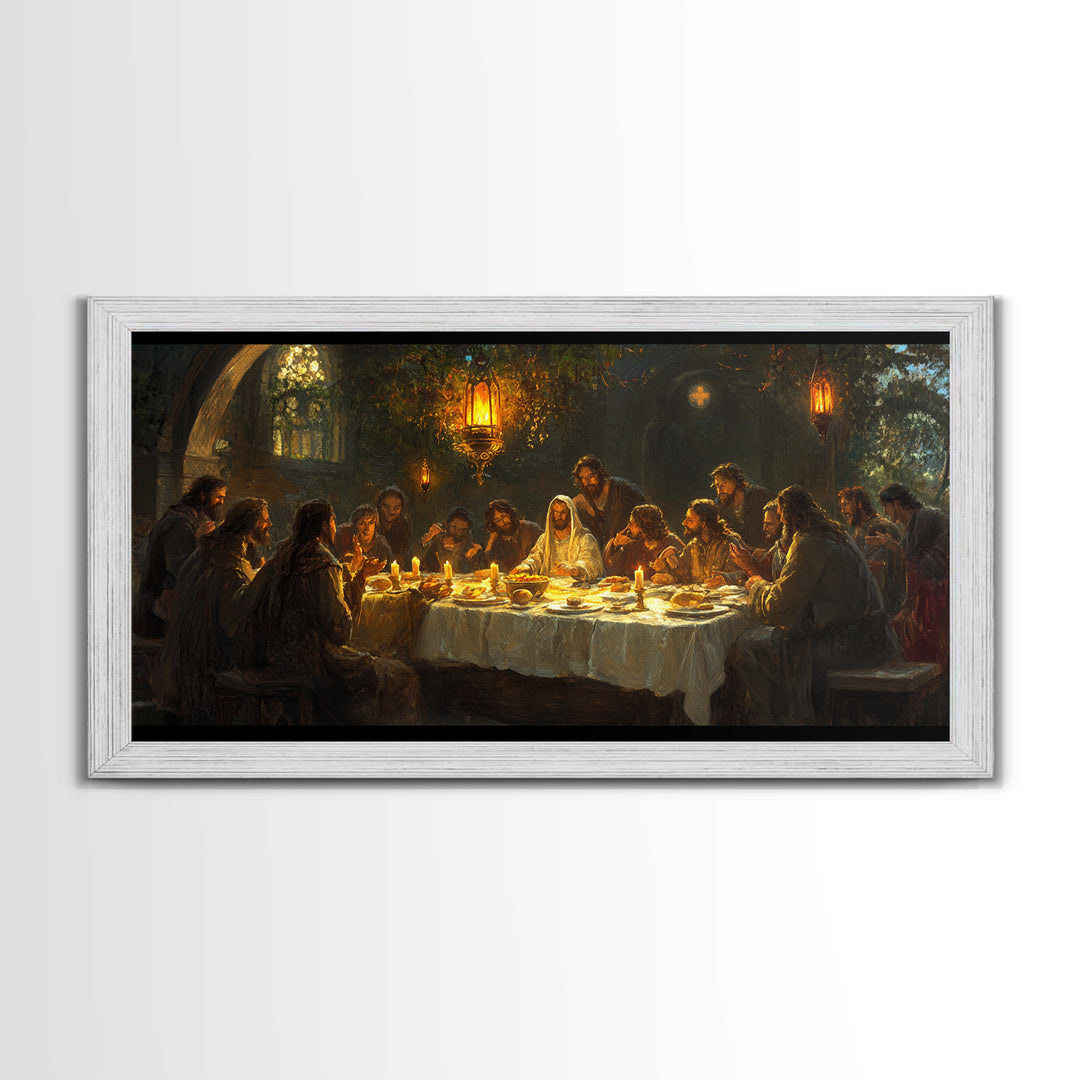 The Last Supper - Framed Canvas Print - Christian Wall Art - Chistmas Home Decor - Last Supper Oil Painting Print - Christian Home Decor