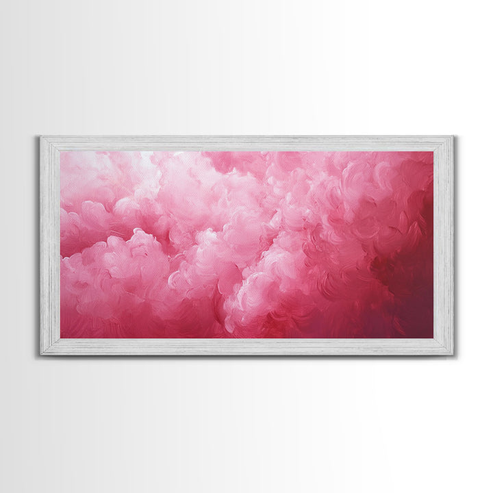 Pink Clouds - Framed Canvas Print - Wood Framed Wall Art - Preppy Decor - Preppy Dorm Room Wall Art - Abstract Pink Wall Art