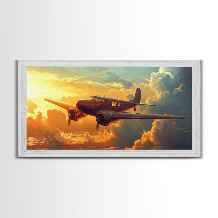 Airplane Wall Art Framed Canvas Print, Man Cave Wall Art, Office Decor, Gift For Him, Dad Gift, Pilot Gift, Retirement Gift Idea