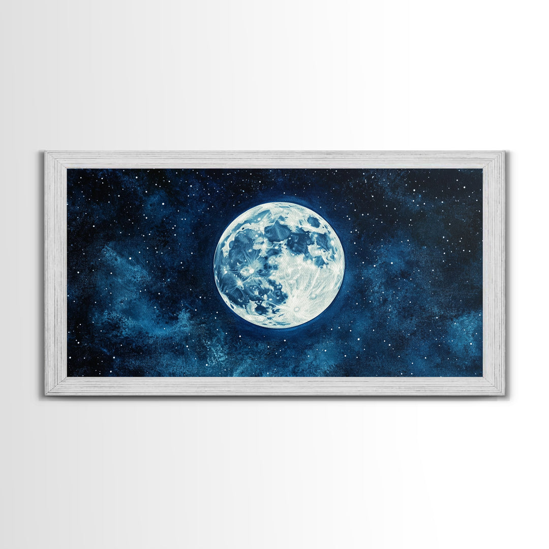 Abstract Oil Painting Print Of The Full Moon - Framed Canvas Print - Ready To Hang - Full Moon Art - Witchy Decor - Full Moon Painting