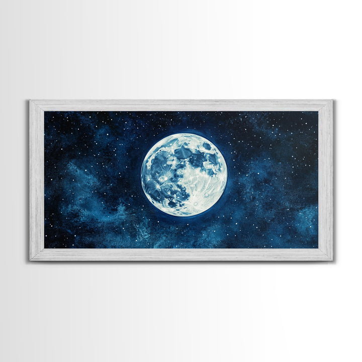 Abstract Oil Painting Print Of The Full Moon - Framed Canvas Print - Ready To Hang - Full Moon Art - Witchy Decor - Full Moon Painting