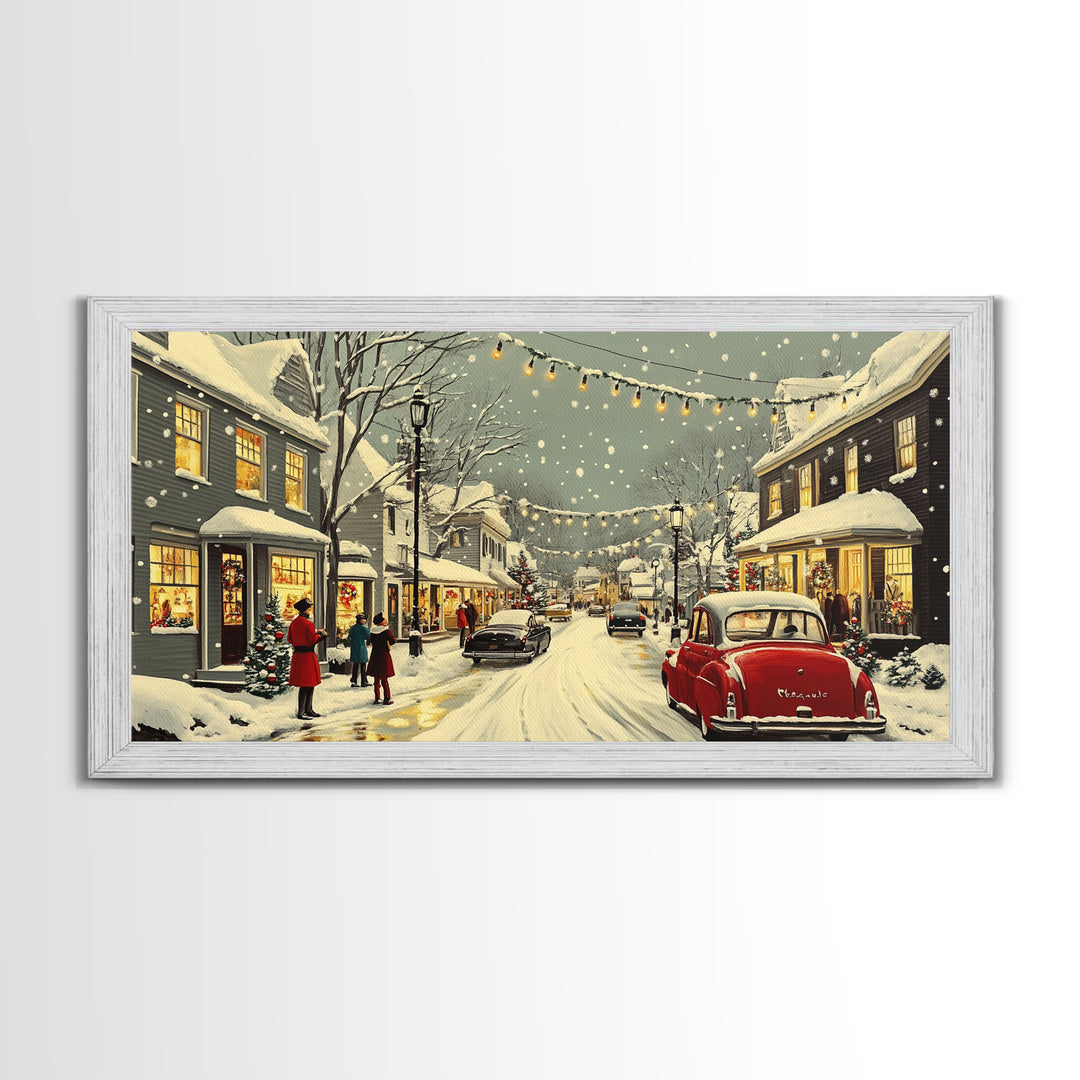 Christmas Village Painting Print Ready To Hang Wall Art, Canvas Print, Christmas Wall Art, Christmas Mantle Decor, Christmas Gift Idea