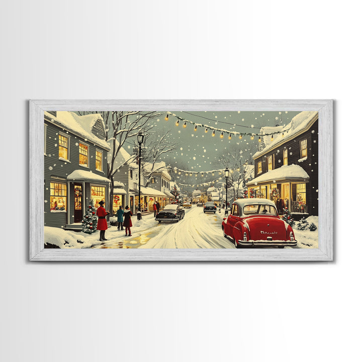 Christmas Village Painting Print Ready To Hang Wall Art, Canvas Print, Christmas Wall Art, Christmas Mantle Decor, Christmas Gift Idea