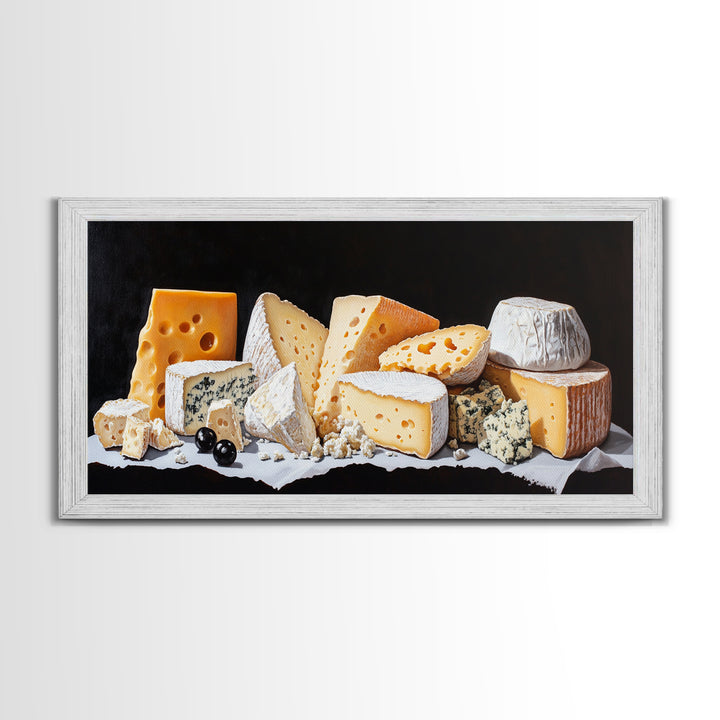 Cheese Lover Wall Art - Framed Canvas Print - Kitsch Kitchen Home Decor - Kitchen painting - Cheese Art - Cheese Painting
