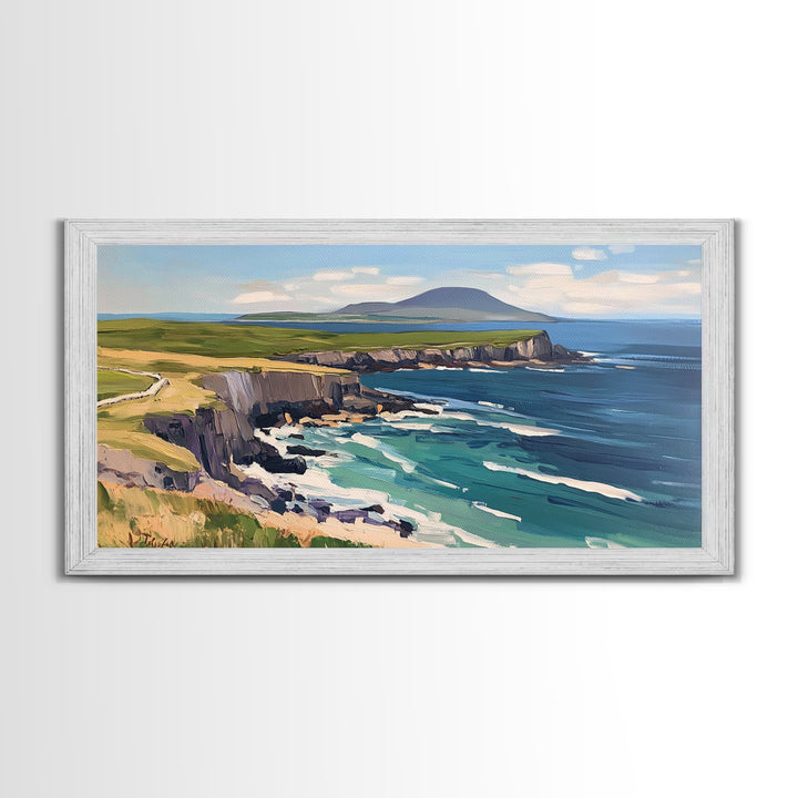 Abstract Ireland Landscape Painting Print | Cliffs of Moher | Ready To Hang | Framed or Unframed Landscape Painting | Original Wall Art