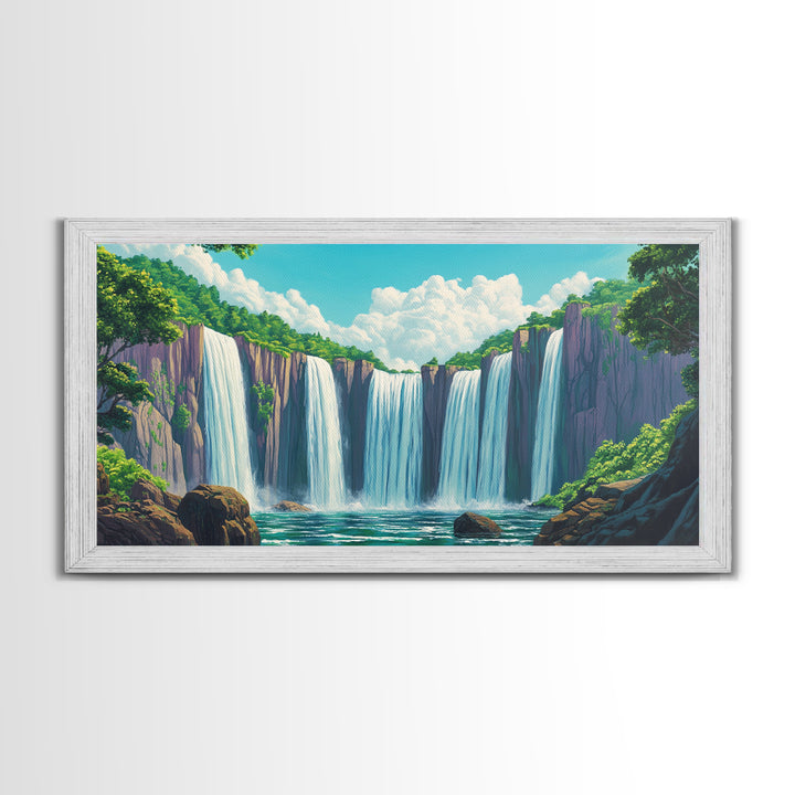Fantasy Waterfall Painting Print | Fantasy Decor | Magical Enchanted Waterfall Wall Art | Living Room Decor Ready To Hang | Extra Large Art