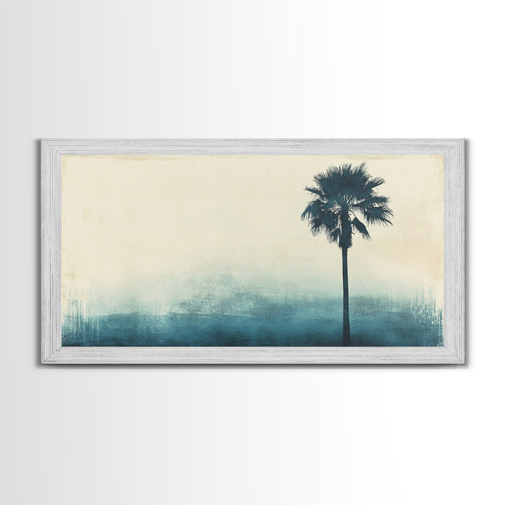 Abstract Palm Tree Nautical Oil Painting Canvas Print Ready To Hang