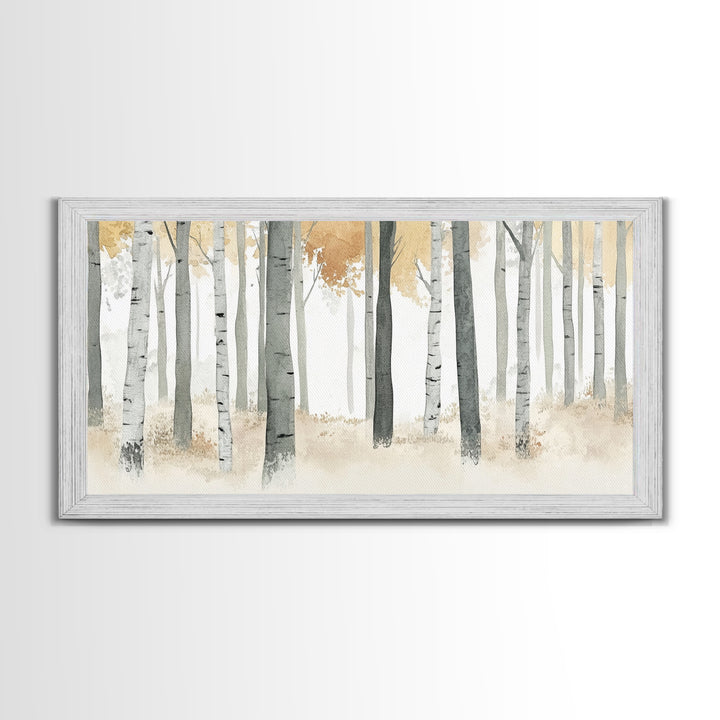 Aspen Trees Oil Painting Print Canvas, Autumn Aspens Print, Muted White Winter Wall Art, Country Farmhouse Wall Decor, Abstract Landscape Art