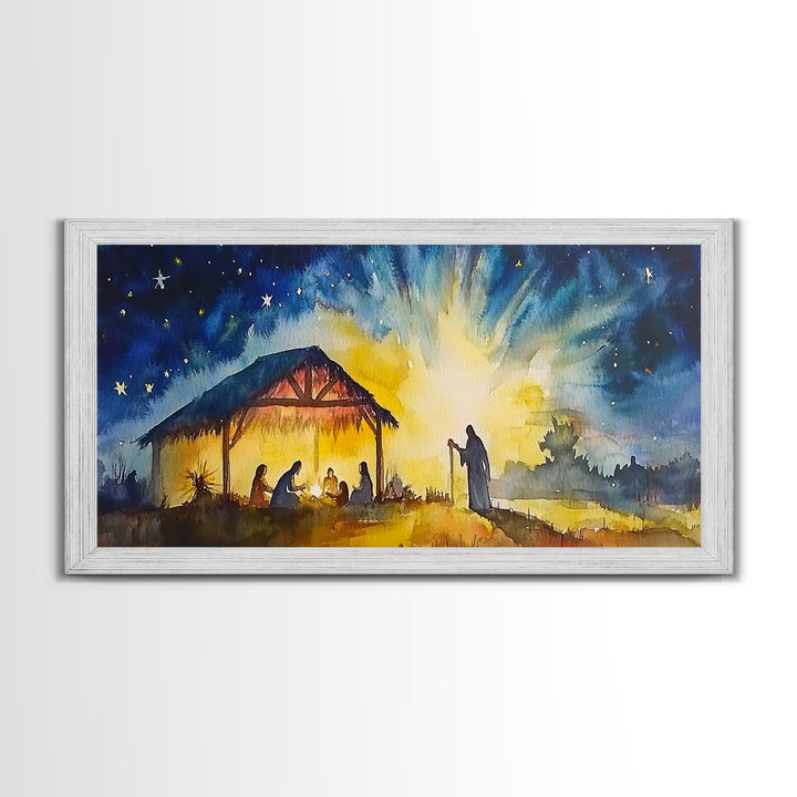 Christmas Wall Art Framed Canvas Print - Nativity Painting - Nativity Decor - Christian Wall Art - Jesus Art - Jesus Painting