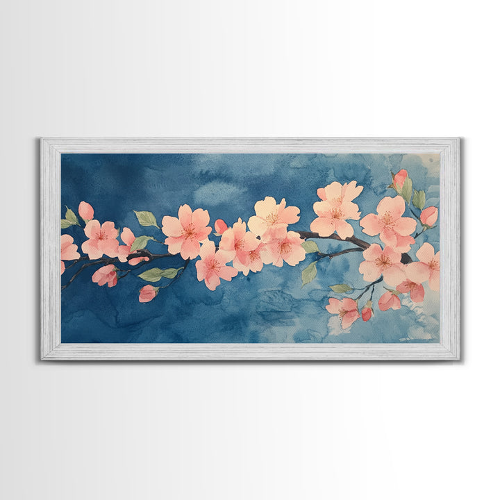 Cherry Blossoms Wall Art Canvas Print  - Pink Cherry Blossom Canvas Oil Painting - Wabi Sabi Wall Art - Purple Tree Nature Decor