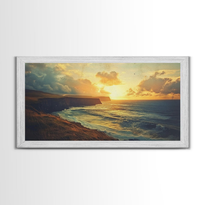 Cliffs of Moher Framed Canvas Print, Ireland Painting, Ireland Decor, Ireland Wall Art, Living Room Home Decor