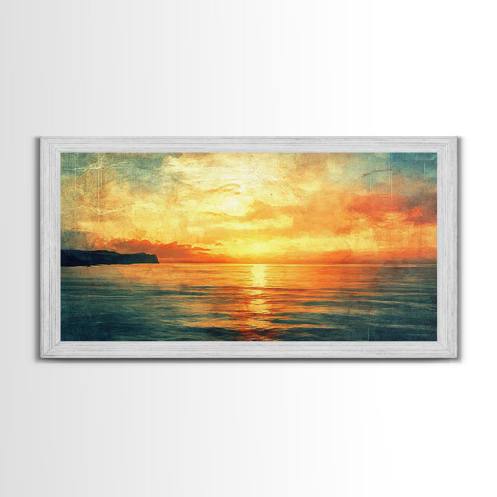 Nautical Landscape Canvas Print, Ocean Art, Wood Framed Canvas, Ocean Home Decor, Seascape Painting, Nautical Nursery Decor