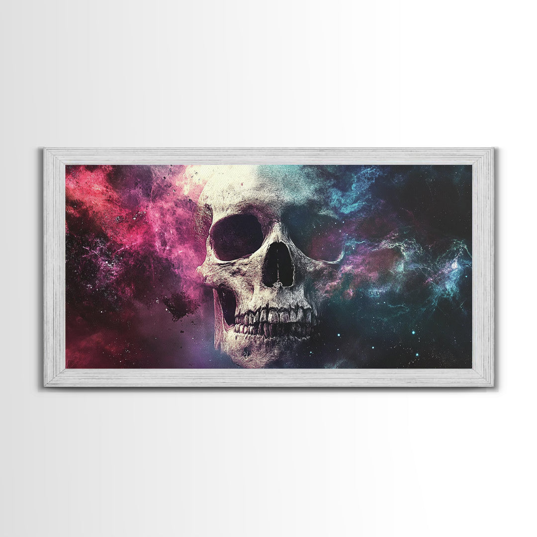 Cosmic Skull Wall Art, Cosmic Horror, Framed Canvas Print, Surreal Wall Decor, Ready To Hang Wall Art, Skull Painting, Skull Art