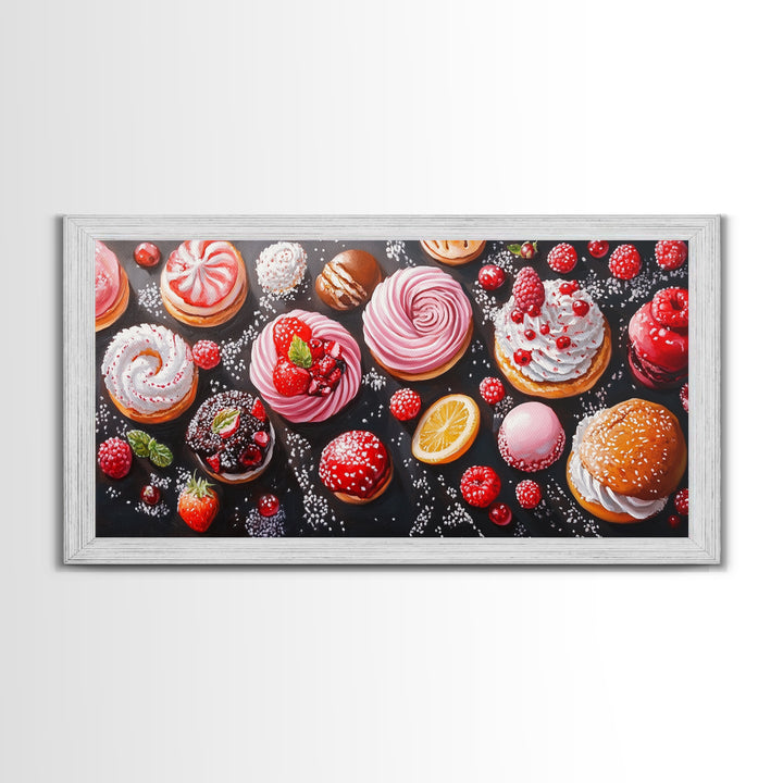 Donuts and Deserts Oil Painting Print, Canvas Art, Bakery Wall Art, Bakery Decor, Kitchen Wall Art