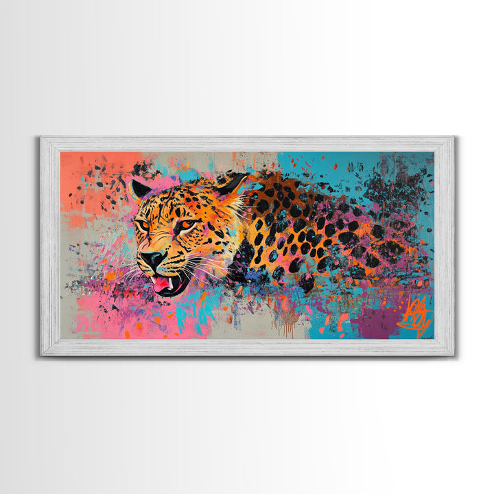 Pop Art Cheetah Painting Print, Wood Framed Art, Canvas Art, Cheetah Print, Cheetah Art, Preppy Decor, Girl's Room Art