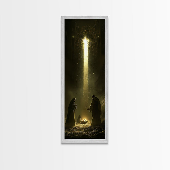 Nativity Painting Print, Wall Art, Christian Wall Decor, Tall and Skinny Wall Art, Narrow Art For Tight Space, Nativity Painting, Nativity Art